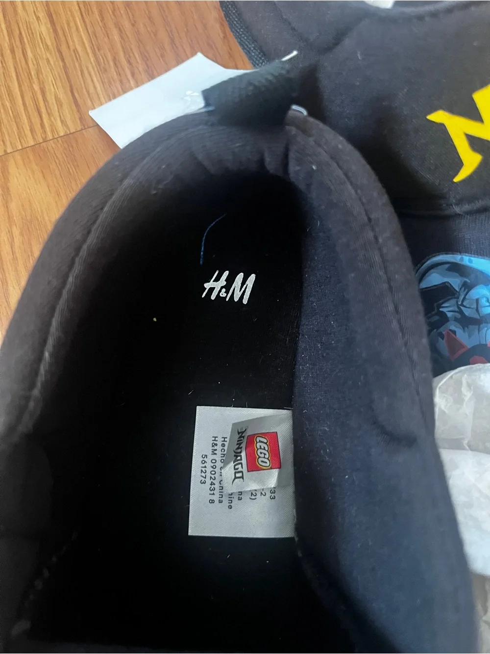 H&M Black Kids' Ninjago Slip-On Slippers with Colorful Character Print